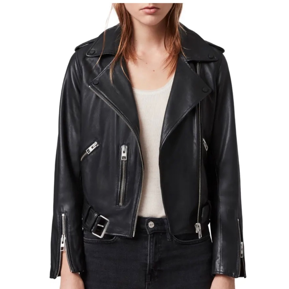 All Saints Balfern Leather Jacket Black